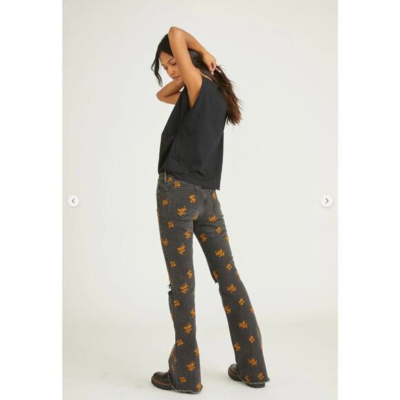 Women's Black and Orange Jeans - Picture 2 of 10